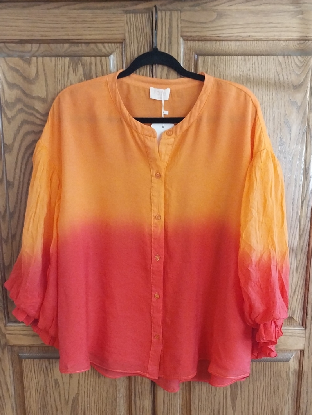 Fate All Along Orange Ombre Blouse NWT Women's Size Large Orange Red Boho Flowy